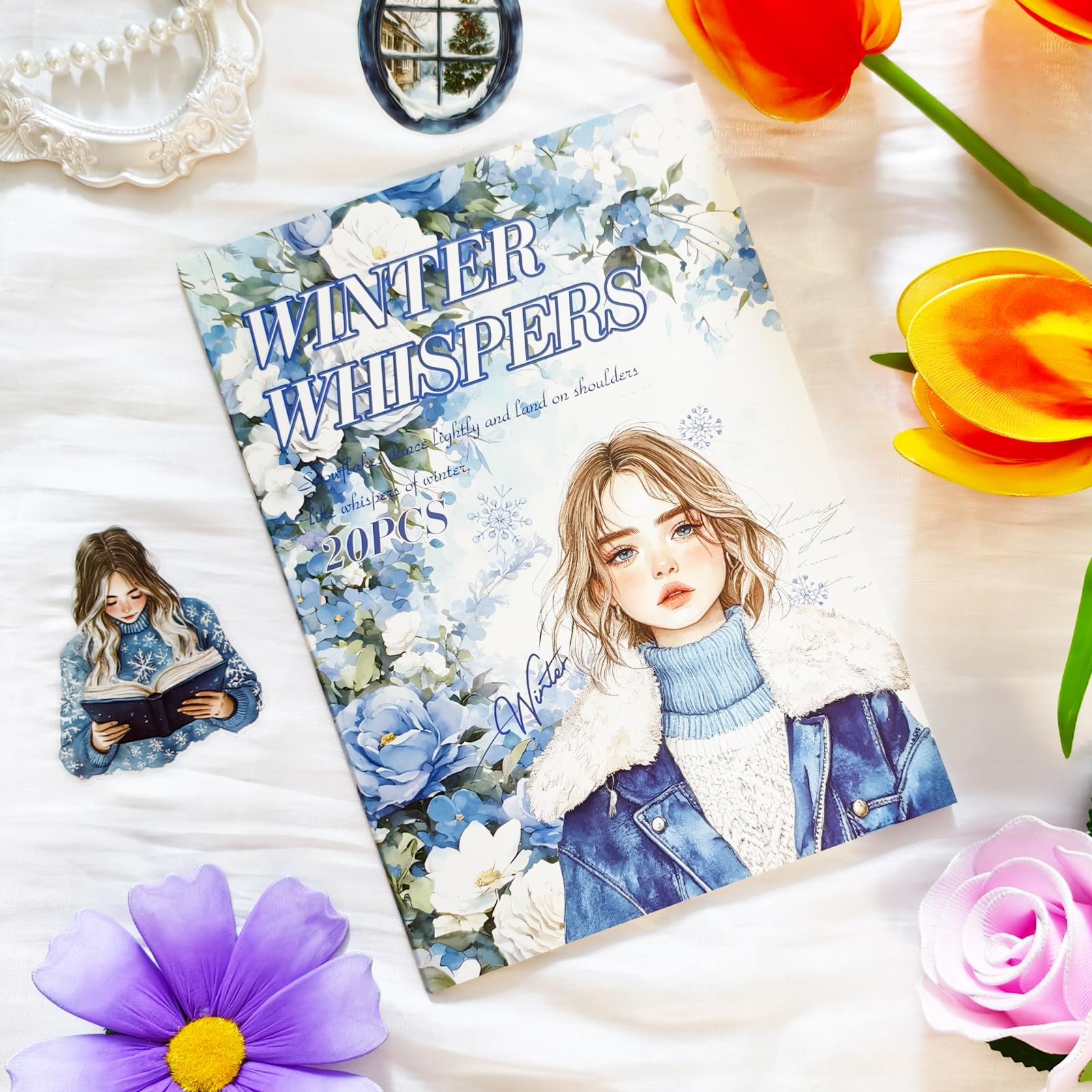 Autocollants d'hiver en Washi et PET prédécoupés pour un scrapbooking esthétique et haut de gamme