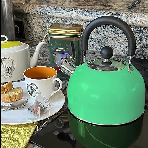 Miniatura 2 de Lily's Home Hervidor de té silbante de acero inoxidable de 2 cuartos de galón, la calderas de té y agua perfectas para tu hogar, dormitorio,