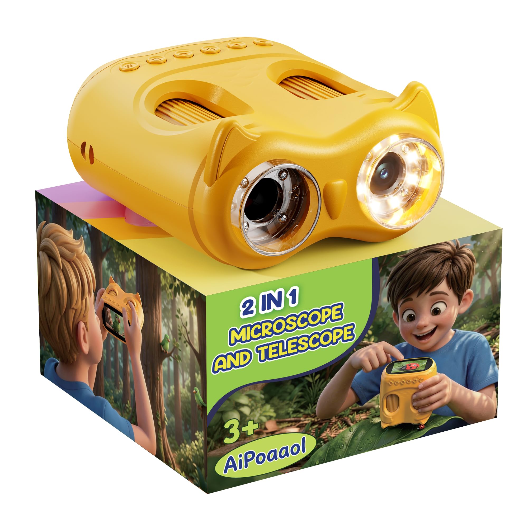 1000X Digital Mikroskop für Kinder Pocket: 2-in-1 Lupe und Teleskop - Geschenk für Jungen Mädchen ab 3-8 8-12 Jahren - Experimente Set Tragbares Spielzeug Outdoor Garten - STEM Geburtstag USB-C