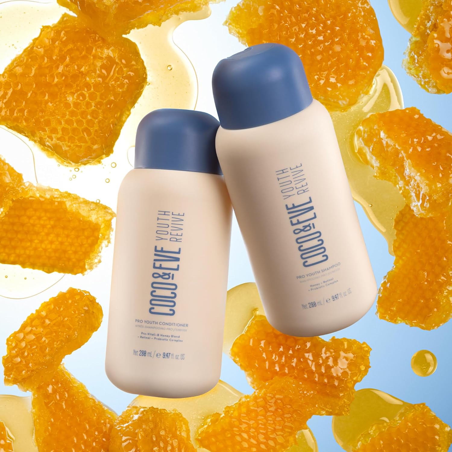 Coco & Eve Pro Youth Shampoo & Conditioner. For Strength, Shine, Volume and Healthy Scalp. With Honey, Retinol, Prebiotics. (9.47 fl oz / 280 ml) - Image 2