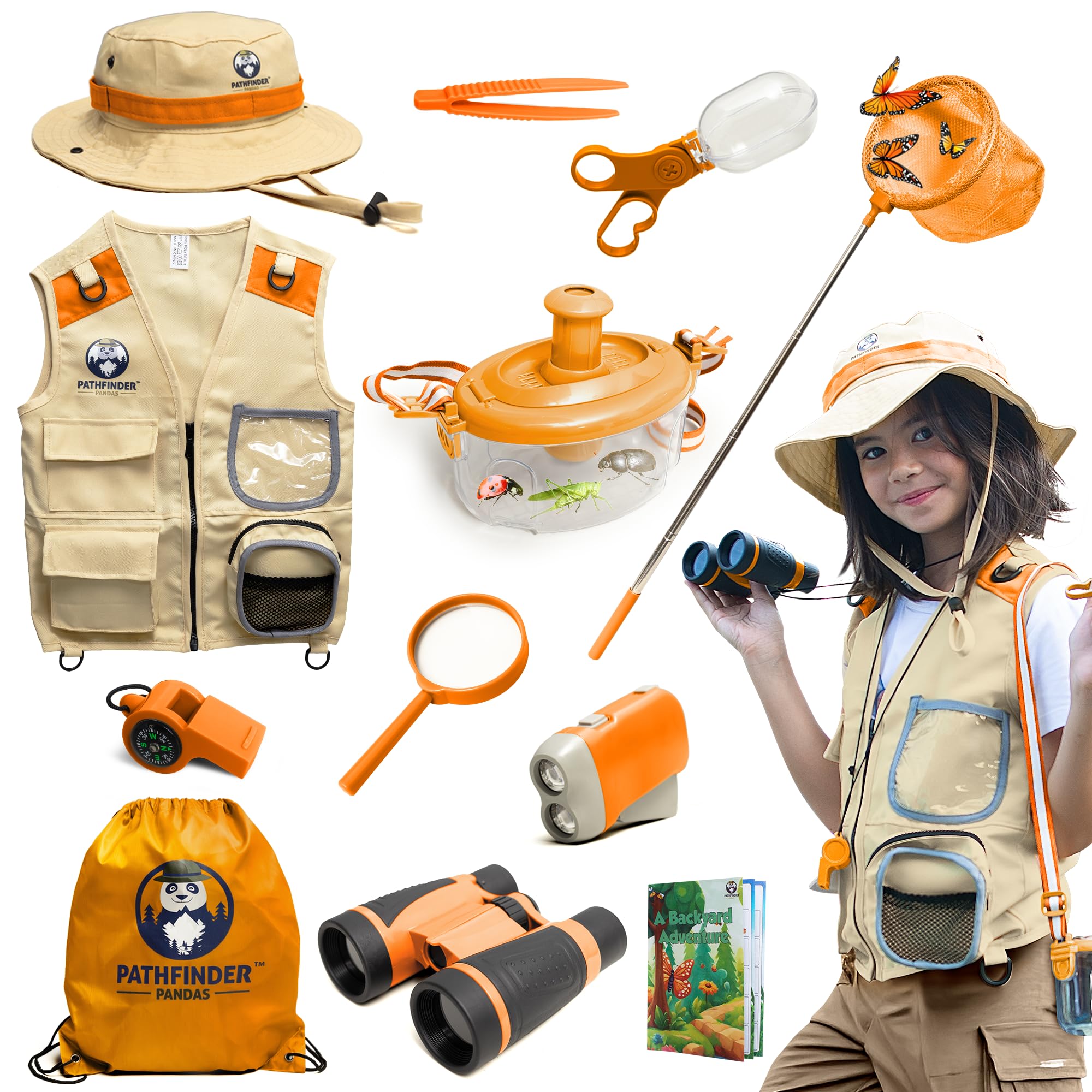 Kids Explorer Kit with Safari Vest &amp; Hat for 7-12 Year Old Boys &amp; Girls