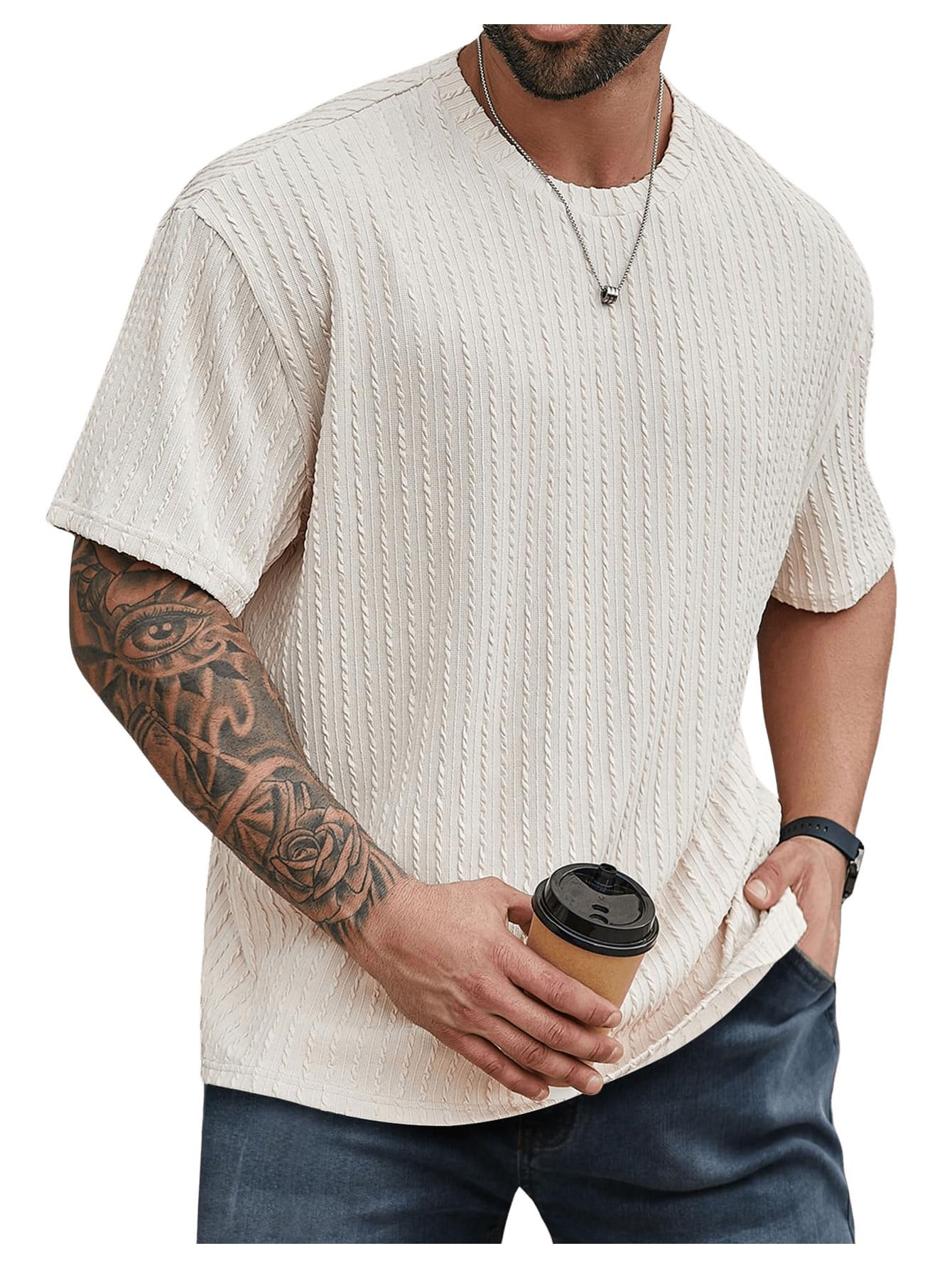 Men's Big and Tall Shirts Textured Knit Tshirt