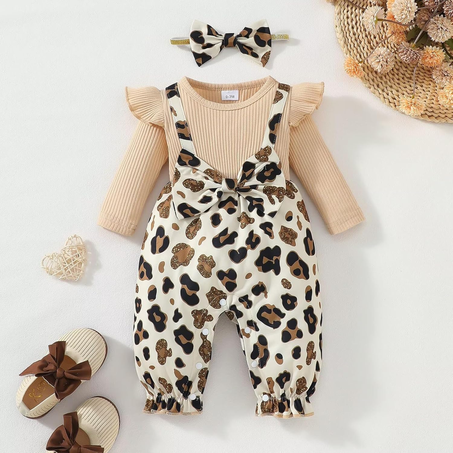 Baby Girl Clothes Fall Winter Outfit Infant Girl Plaid Long Sleeve Ruffle Romper One Piece Jumpsuit with Headband - Image 2