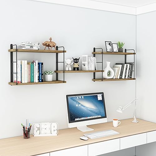 Miniatura 5 de Estanterías montadas en la pared, estantes flotantes para pared, estantes de madera para colgar libros para habitación, dormitorio, sala de estar,