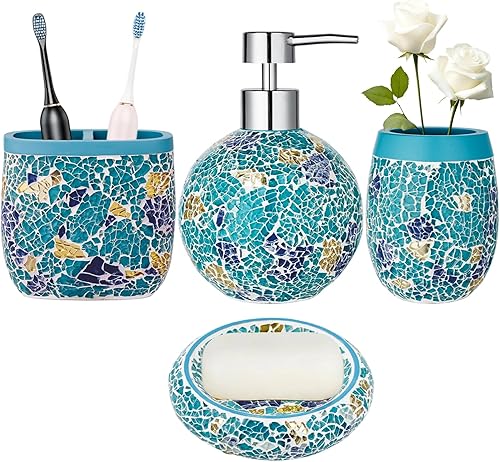 Miniatura 9 de Juego de accesorios de baño, 4 piezas, juego completo de accesorios de baño, decoración de herraduras rústicas occidentales, incluye dispensador de