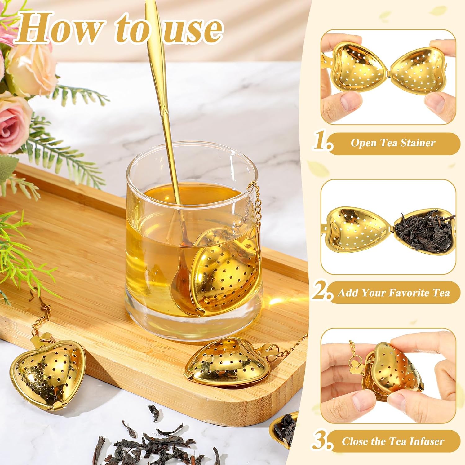 Qinyoung 25 Sets Bridal Shower Tea Party Favors for Guests, Gold
