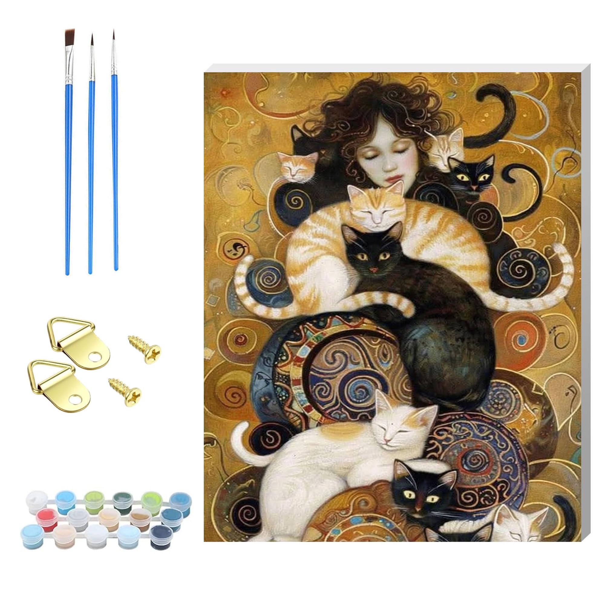 Zhosoho Cat Adults Paint By Number Kits,Framed Painting By Numbers Kits On Canvas,Color By Numbers Adult Acrylic Watercolor Gifts For Friends Wall Decor (Cat)