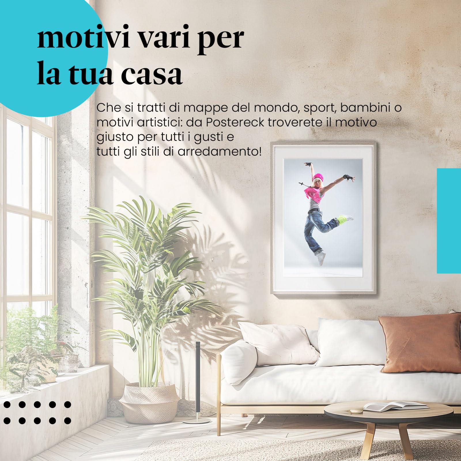 Postereck - 3411 - Hip hop, danza, musica, donna, sport, salto - Decorazione da Parete, Stampa Artistica, Arredamento Interni, Stampa Fotografica - Tela - 100,0 cm x 75,0 cm