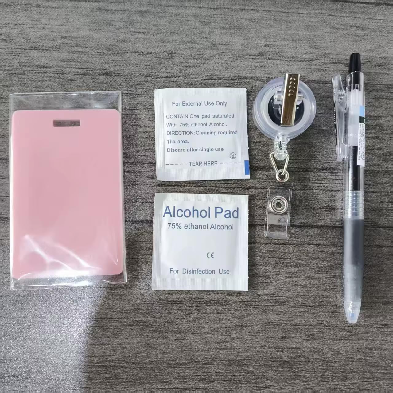 Eco-Friendly Erasable and Reusable Badge Note - Vertical Single Pack with Pen, Badge Reel and Wipe - Wipe Clean (Pink)