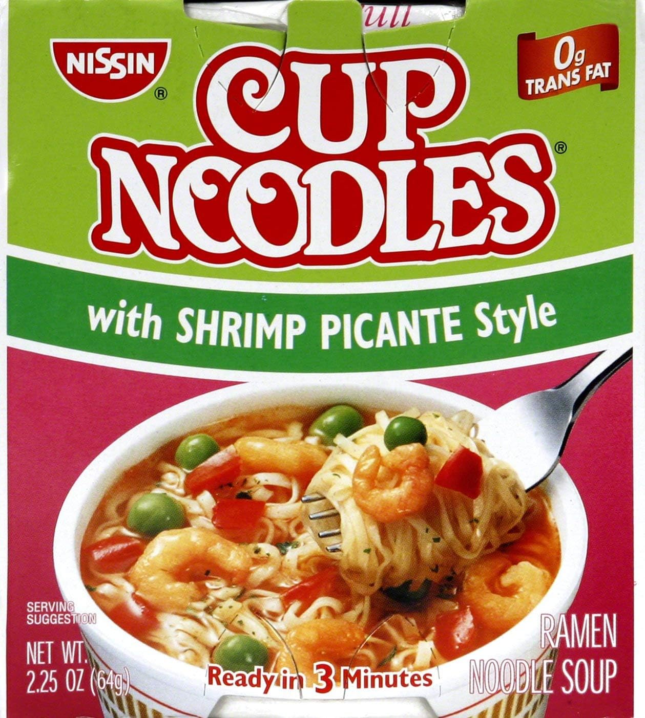 Nissin Cup Noodles with shrimp Picante Style Soup 2.25 oz (Pack of 12)