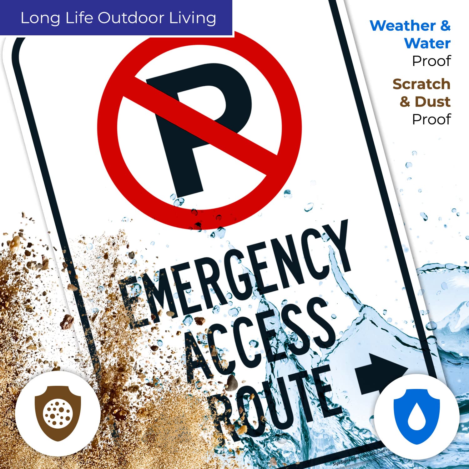 Emergency Access Route Sign, 12x18 Inches, Rust Free .063 Aluminum, Fade Resistant, Made in USA