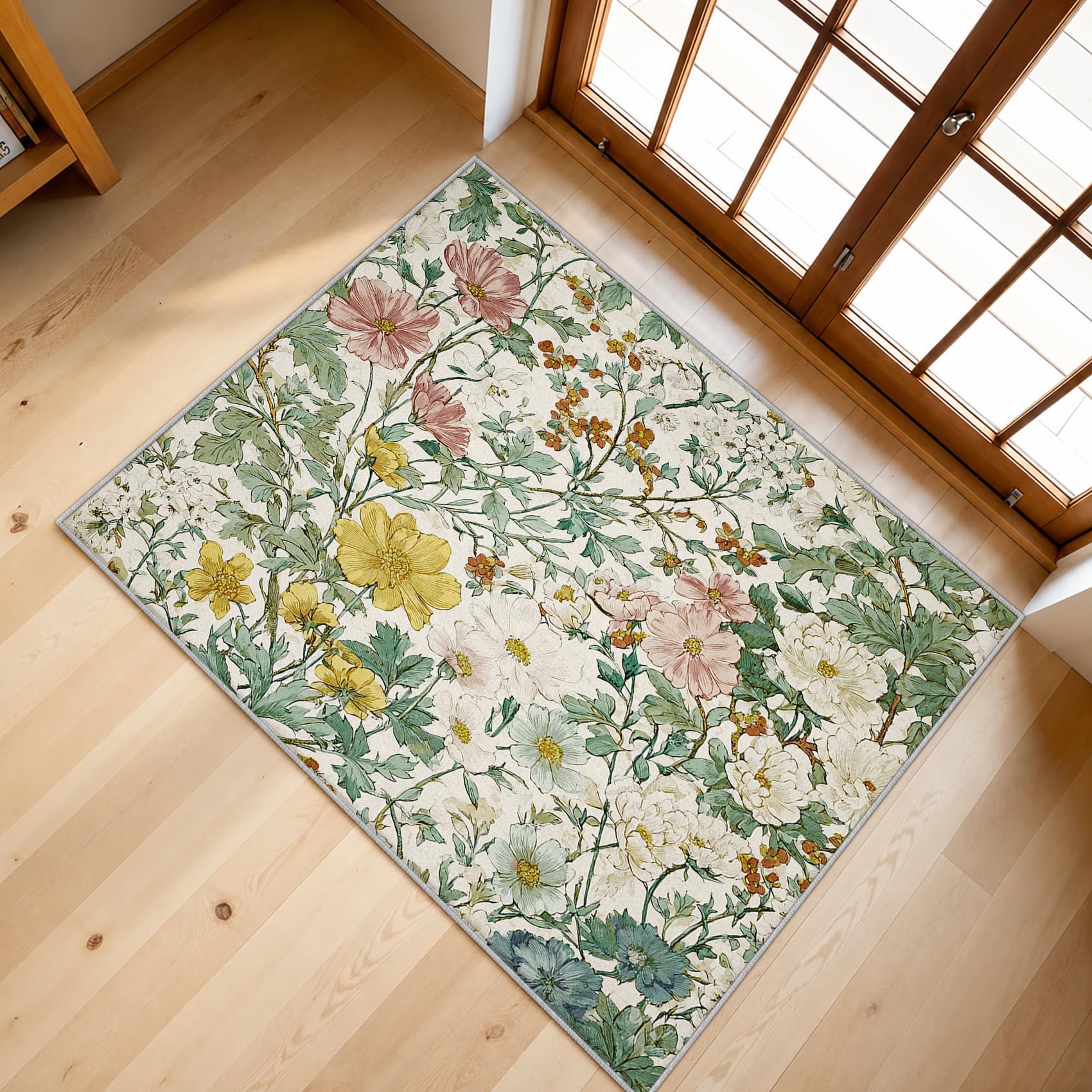 Générique Tapis Salon Floral Vintage 140x200 Grand Tapis Fleurie Botanique