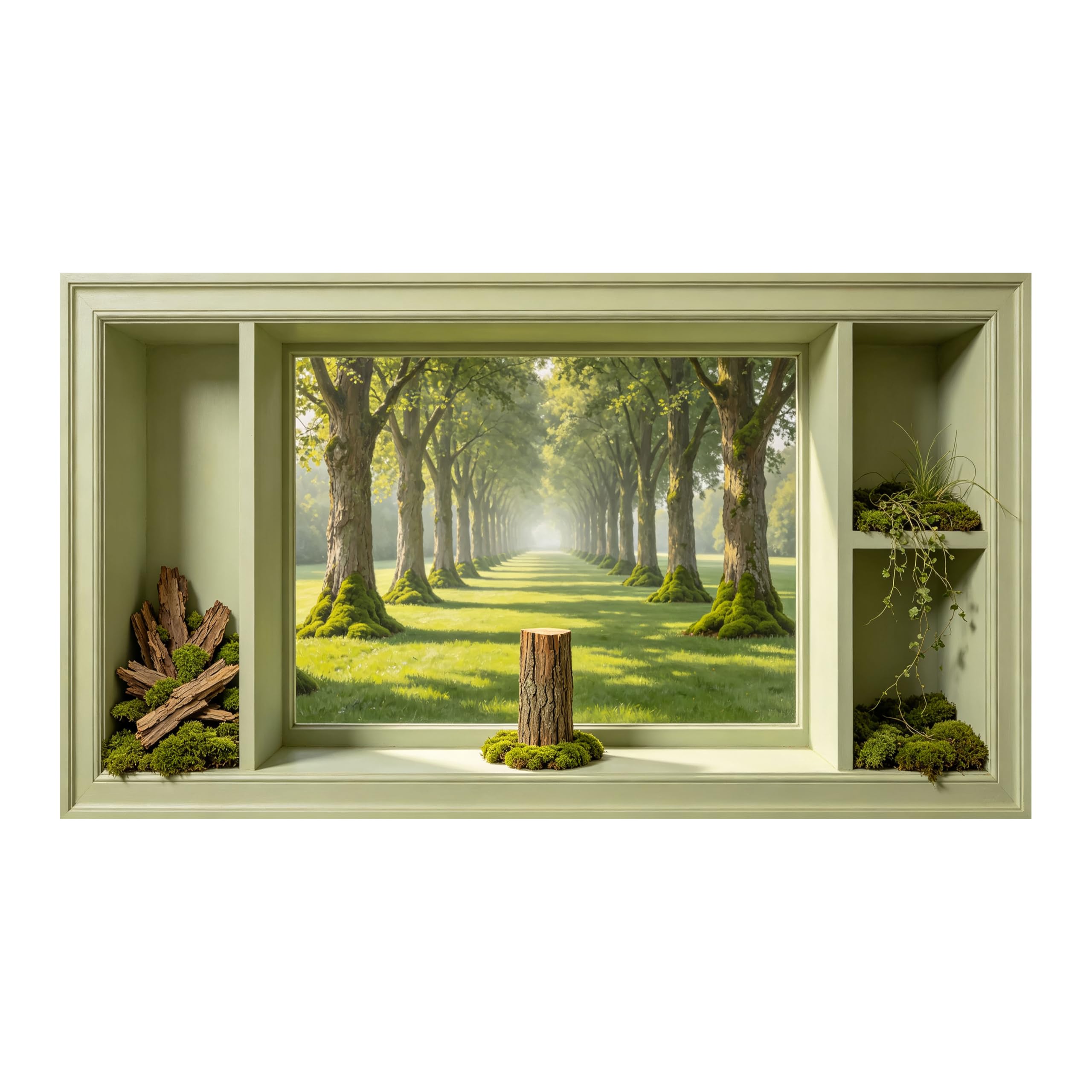 Yzpallescene Art260711061 3D Framed Wall Art Forest Tree Tunnel Window View Panoramic Large Size Selfadhesive Removable Wall Decor Prints Artwork For Living Room Bedroom Office
