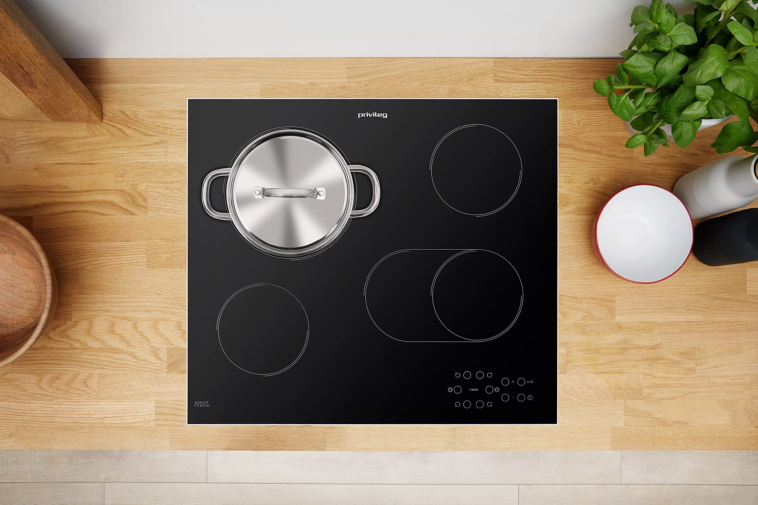 Privileg BAKO Turn&Go Steam 500 Einbau-Backofen 71 L Hydrolyse-Reinigung Heißluftbackofen 11 Funktionen Glaskeramik-Kochfeld