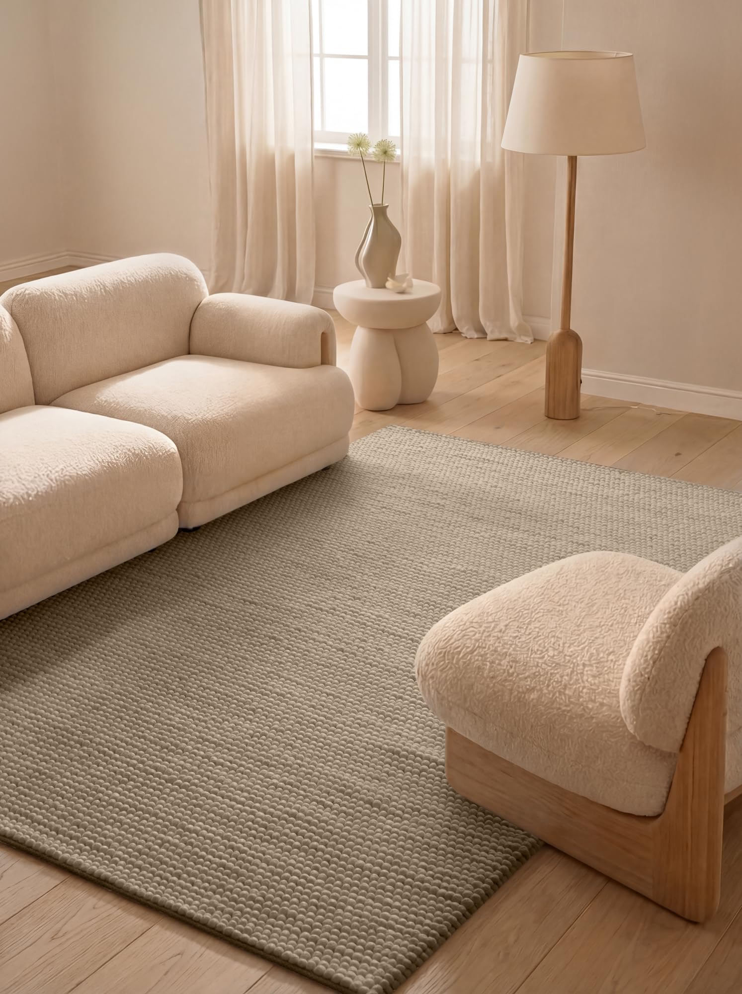 Ted Baker Wollteppich Diana - Natürlicher Wohnzimmerteppich, 100% Wolle, Handgewebt & Zeitlos, Naturfaser Teppich, Skandi Look für Wohnzimmer, Schlafzimmer, Esszimmer – Beige, 200x300 cm