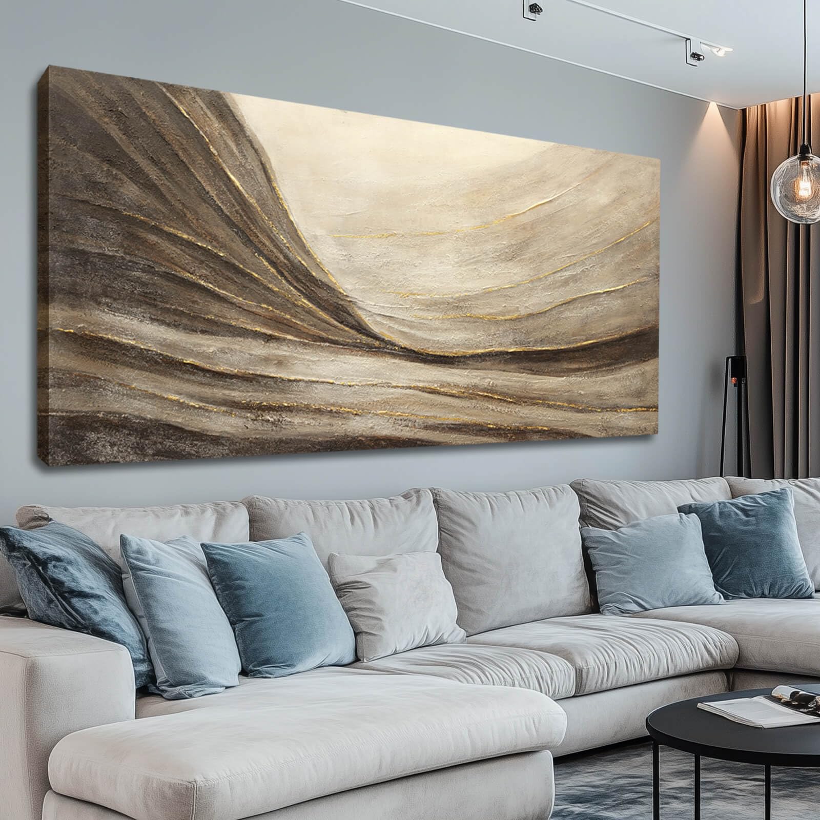 Photo 1 of ***SIMILAR ITEM***
WINKAILIN Abstract Canvas Wall Art Modern Wall Decor Brown and Grey Artwork for Bedroom Dining Room Big Painting for Living Room 29x58 Inch