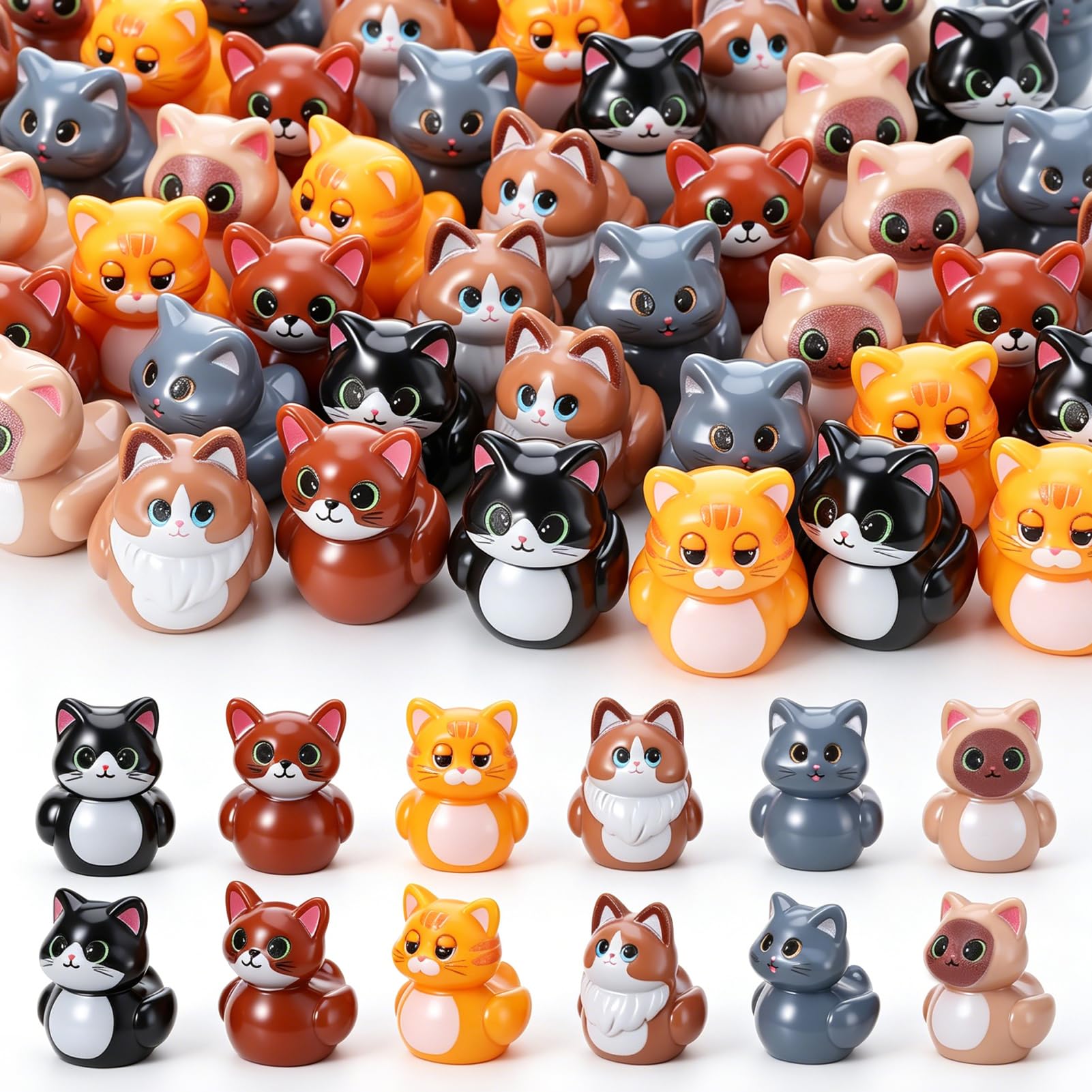 GGSTDDUP 60 Pcs Cat Ducks Toy Figures, Mini Resin Ducks Bulk