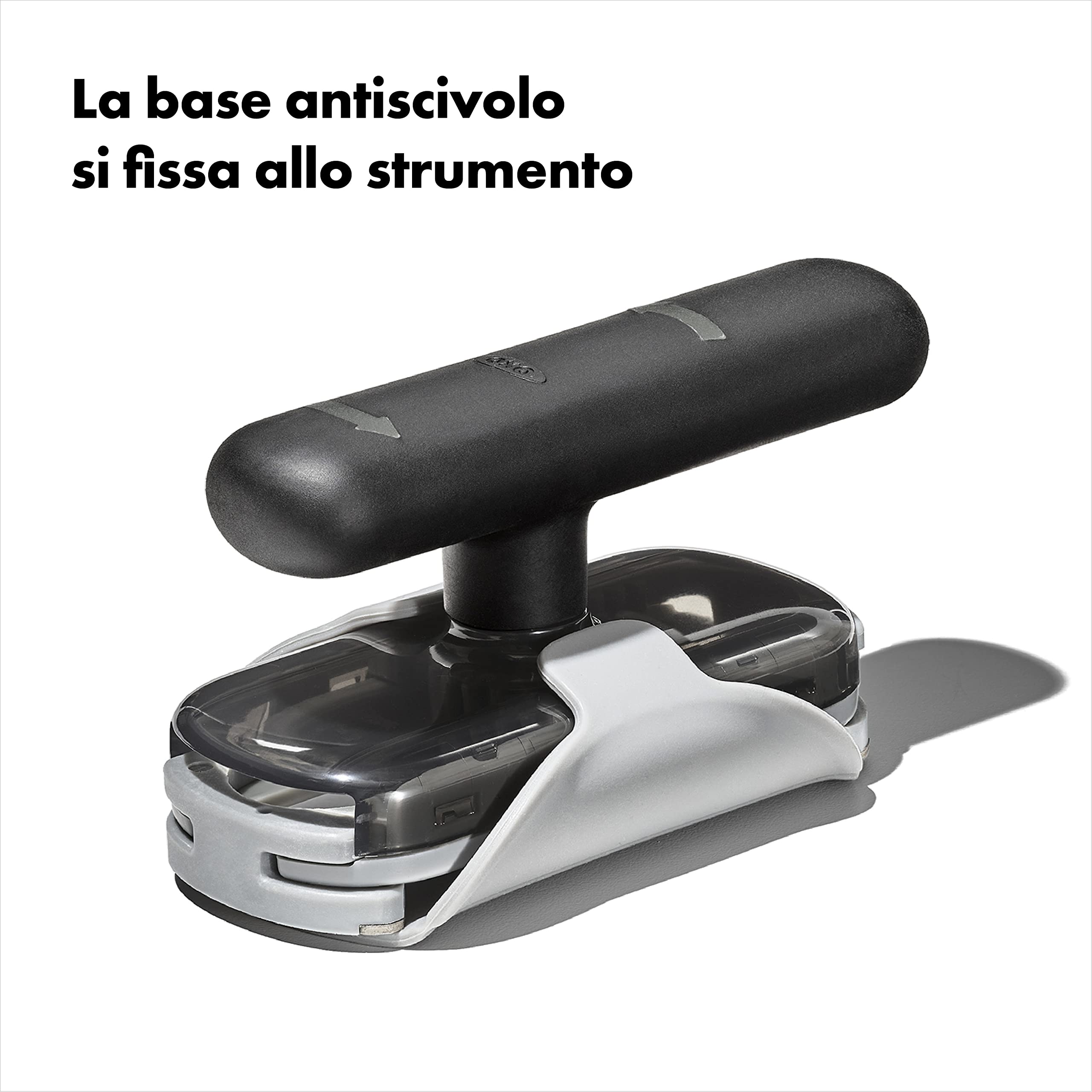 OXO Good Grips Apribarattoli Apriscatole Rotante con Base Antiscivolo, Nero