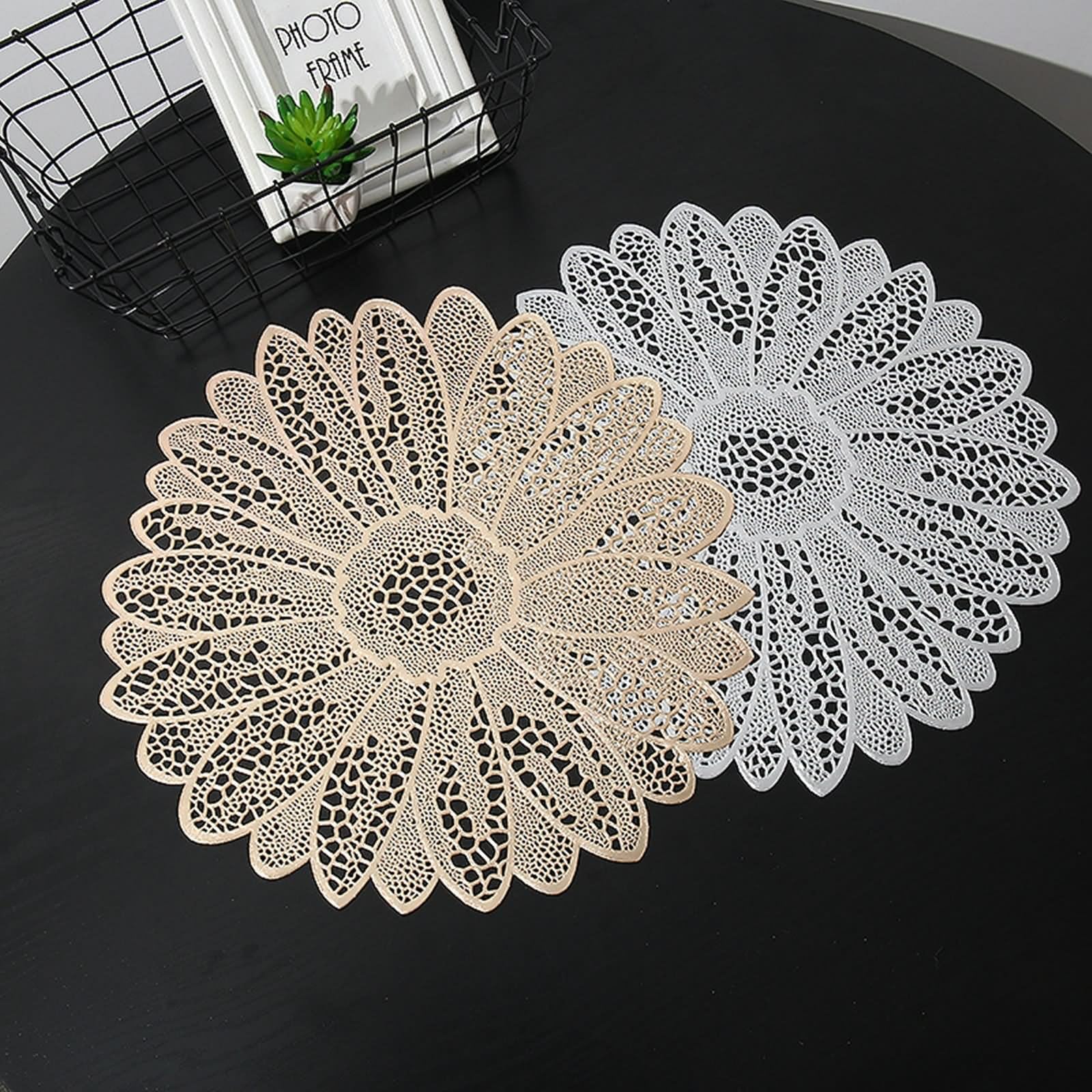 Set di 8 tovagliette all'americana in PVC spesso 38 x 38 cm, a forma di girasole, per sala da pranzo, cucina, feste