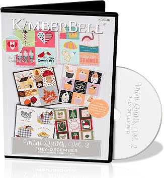 Kimberbell Mini Quilts Vol. 2 JulyDecember Machine Embroidery Design CD with 6 Seasonal 12x12 Projects, Made in 5x7 or Larger Hoops, Perfect for Gifts & Holiday Home Decor
