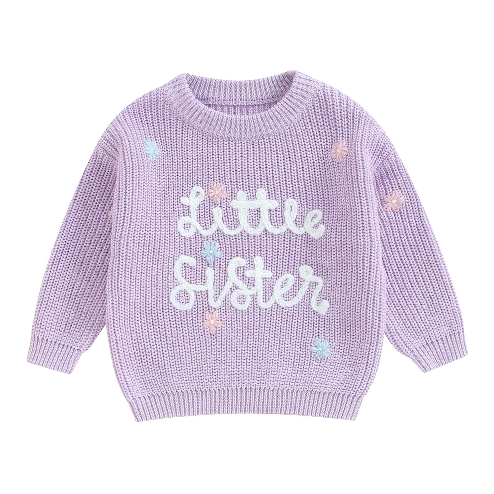 L&ieserram Baby Mädchen Gestrickt Pullover Jumper Neugeborenen Kinder Langarm Strickpullover Pulli Kleinkinder Kleidung Outfit Knitted Sweater Schwester 0-6 Jahre