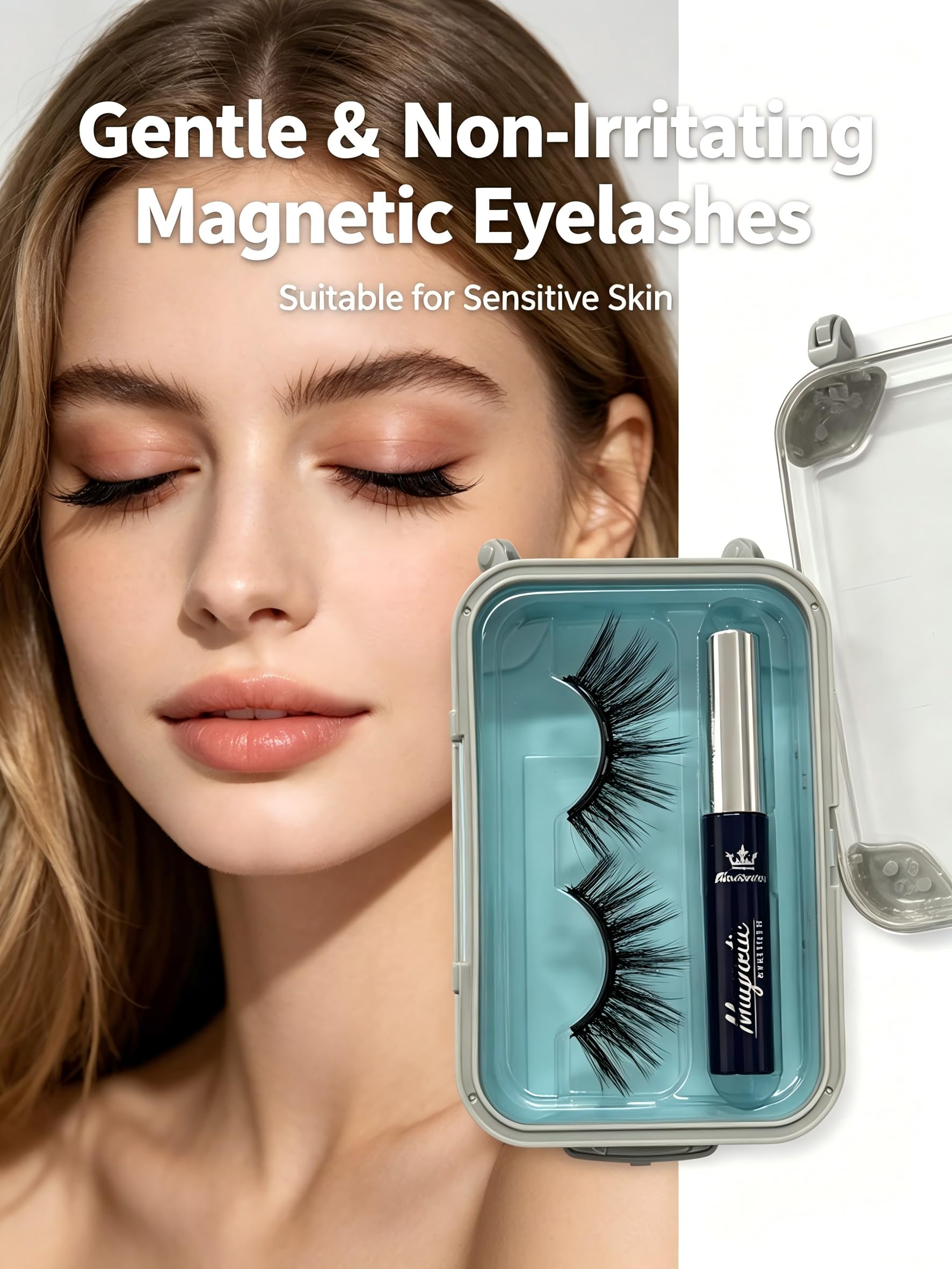 Magnetische Wimpern mit Applikator, hochwertige magnetische Wimpern aus Kunstnerz, natürliches Aussehen