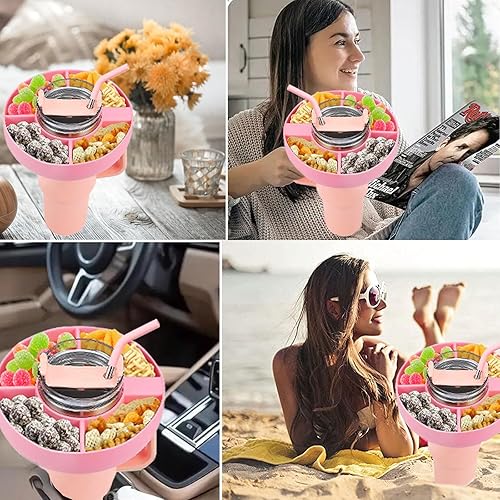 Miniatura 7 de Stanley - Tazón de aperitivos para vaso Stanley de 30 onzas con asa, bandeja de silicona reutilizable para portavasos Stanley, accesorios de