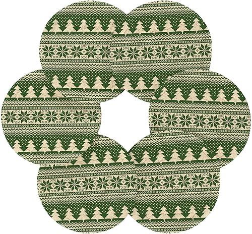 Miniatura 2 de Portavasos absorbentes para bebidas con soporte, juego de 6 posavasos de Navidad verdes para vacaciones de invierno