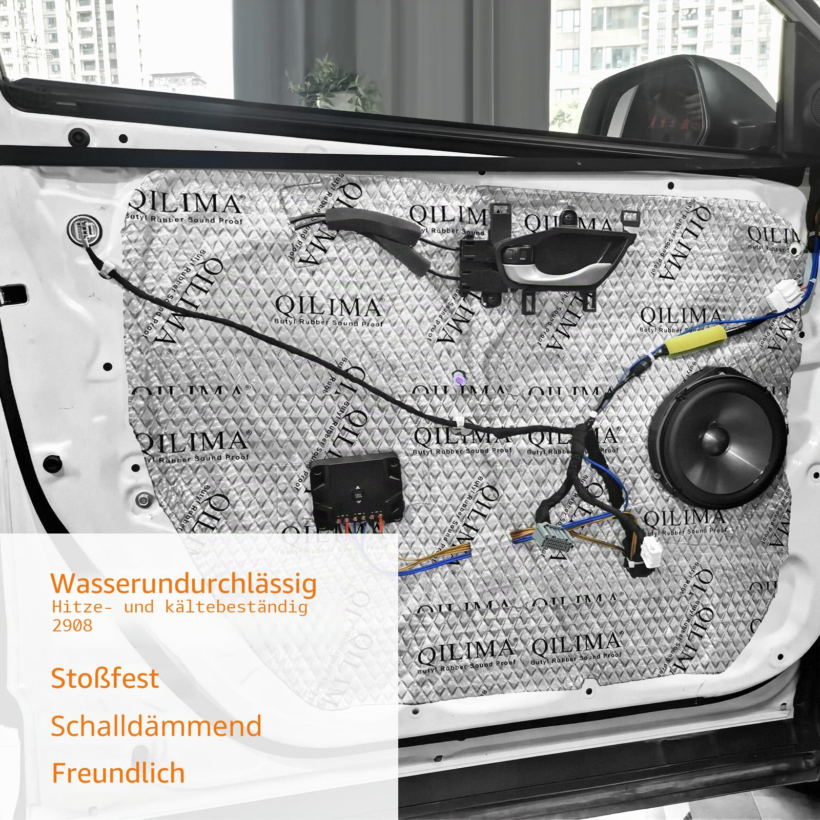 QILIMA Alubutyl Dämmmatte fürs Auto, 2mm Antidröhnmatte selbstklebend zur Schalldämmung, 250x400mm Isolierung gegen Lärm, 3,3 m² Gesamtfläche (33er Pack)