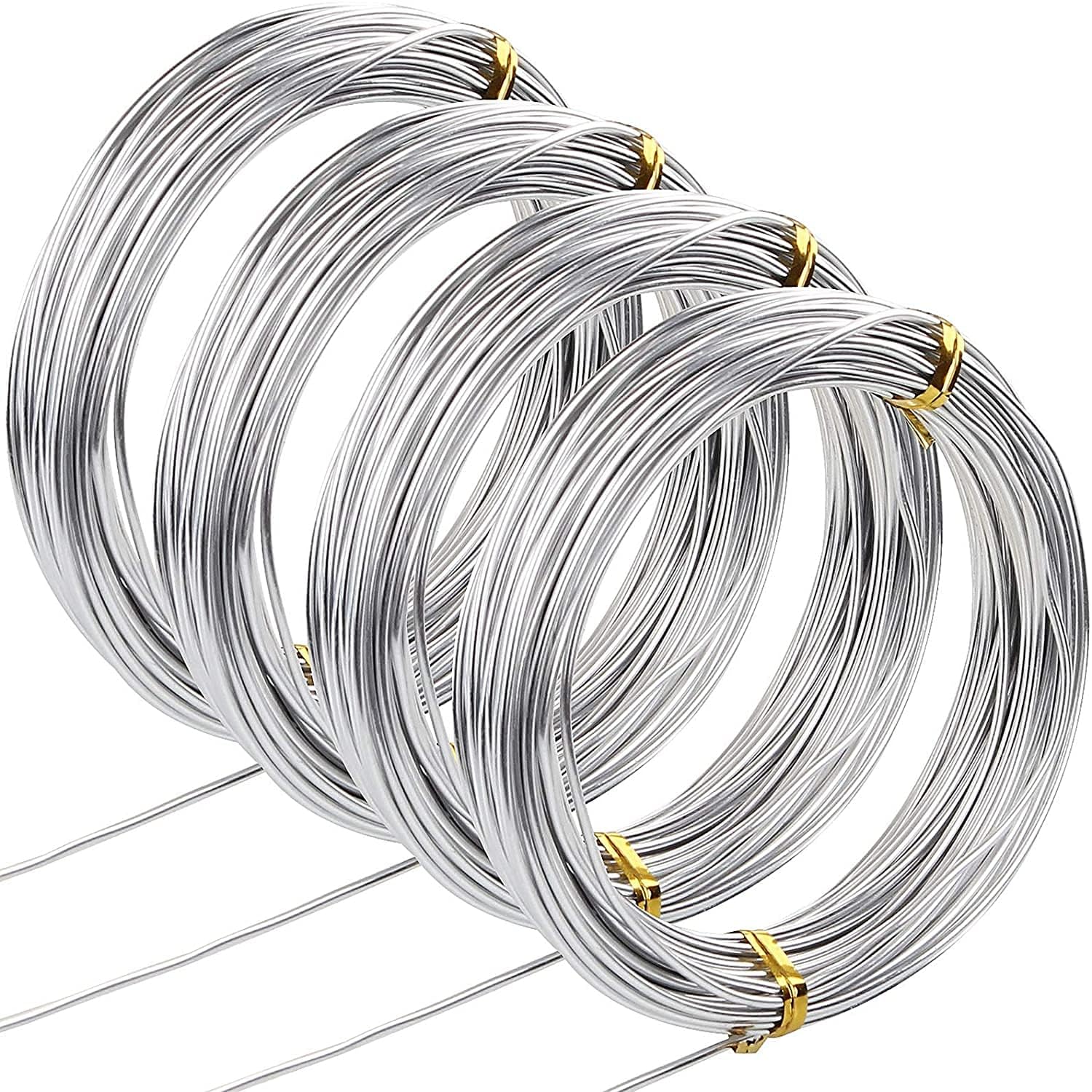 32.8Ft Silver Aluminum 14 Gauge Craft Wire (4 Rolls, Total 131.2Ft)