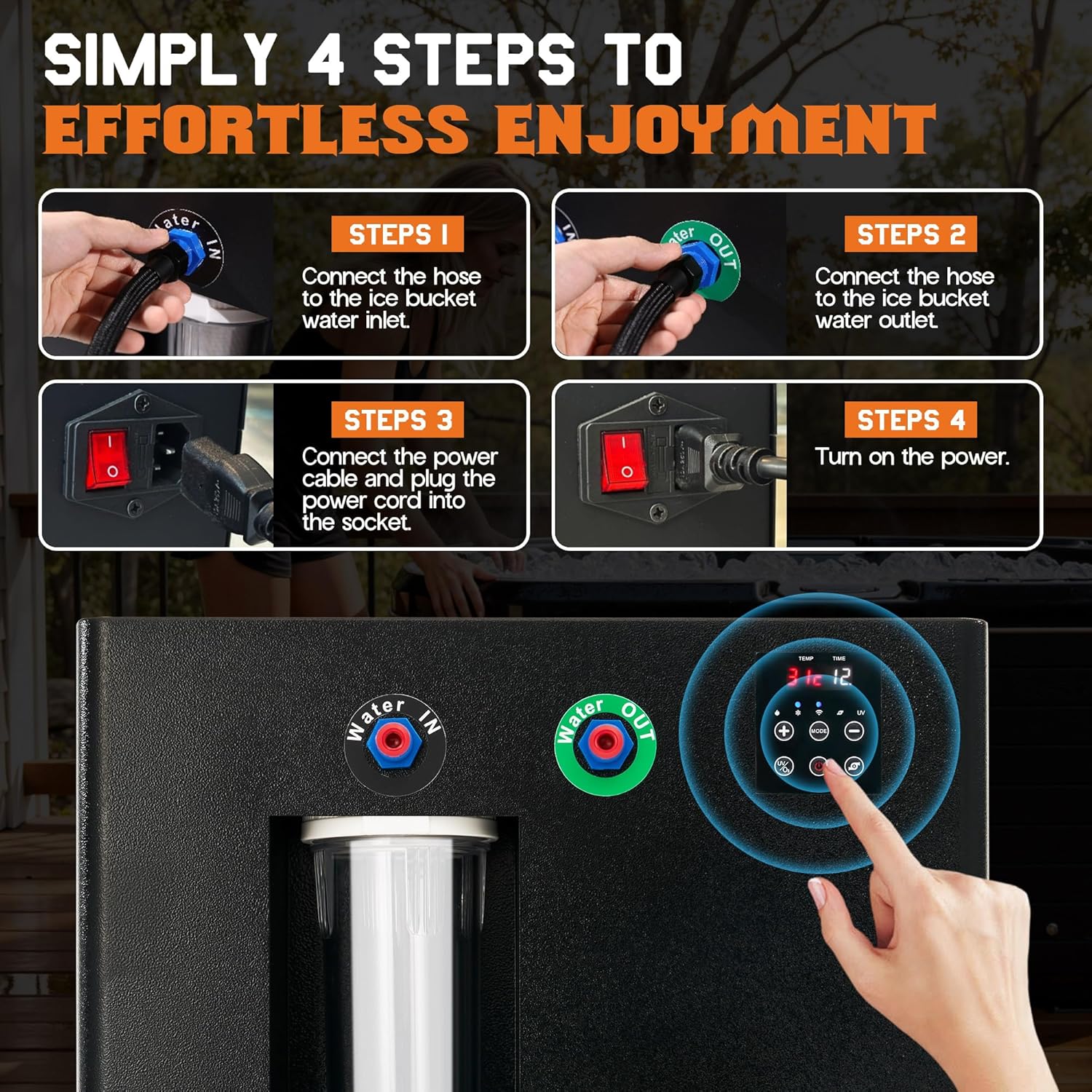 Albott 1HP Cold Plunge Chiller for Tub, 230 Gal Ice Bath Chiller with Hot & Cold Modes, Built-in Filters, WiFi Control & Ozone System, Ideal for Home and Outdoor Cold Plunge Tubs