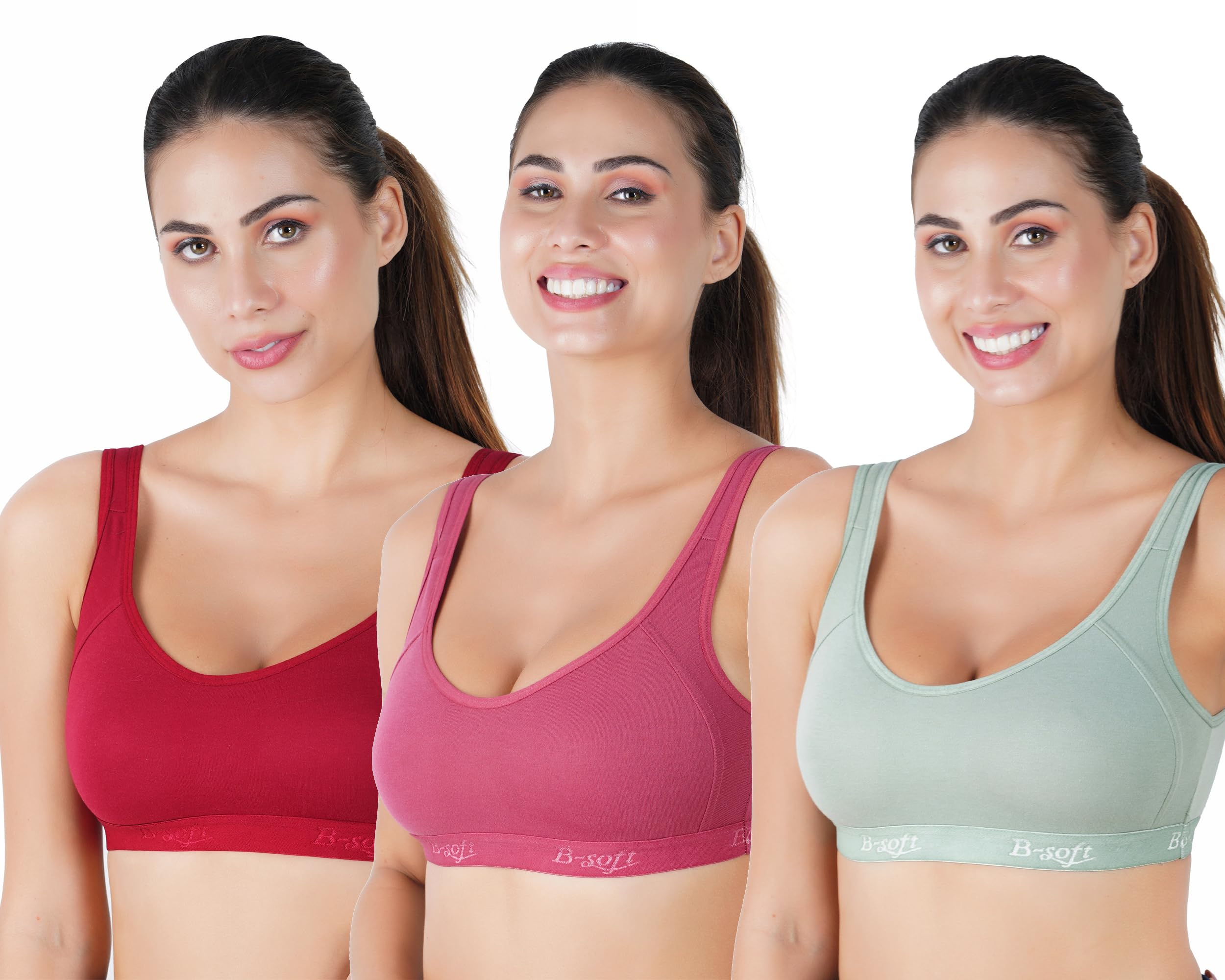 b-soft (MSB-204 Premium Seamless Non-Padded Wire Free Slip On Sports Bra Low Impact Workout & Activewear Sports Bra for Women-picture-24