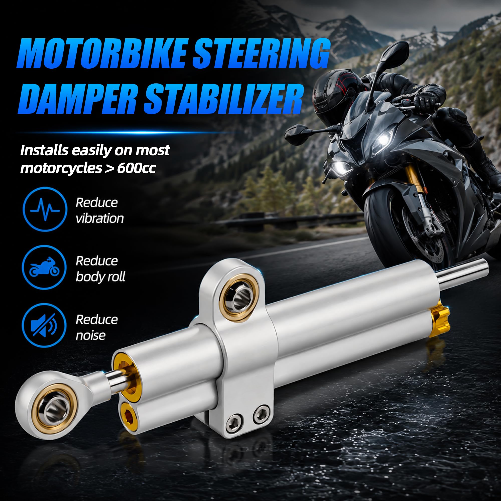 Estabilizador de Amortiguador de Dirección de Moto Estabilizadores Ajustables Universales para Motocicleta para ADV R6 Z1000 Z900 R1 6 CBR600 1000 GSX-R1000 ZX-10R R1250GS Scooter