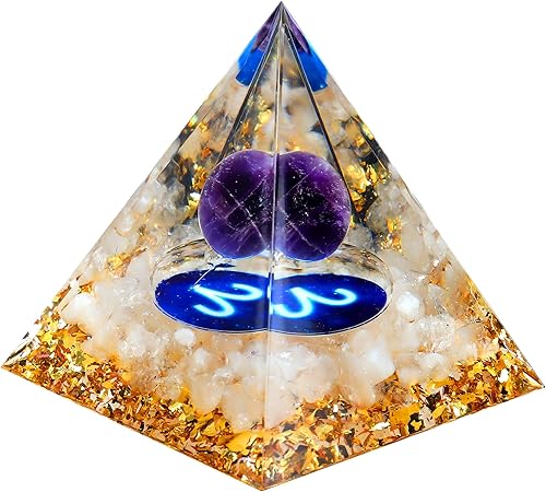 Dqdy Pirámide de cristal de orgón y piedras curativas de orgón pirámide de energía positiva, decoración de oficina, accesorios de escritorio, regalo
