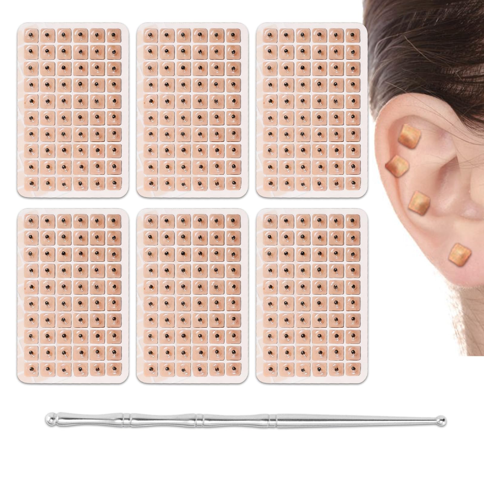 600 Semi per Orecchio di Agopuntura, Auricoloterapia e Agopressione, con Penna per Massaggio