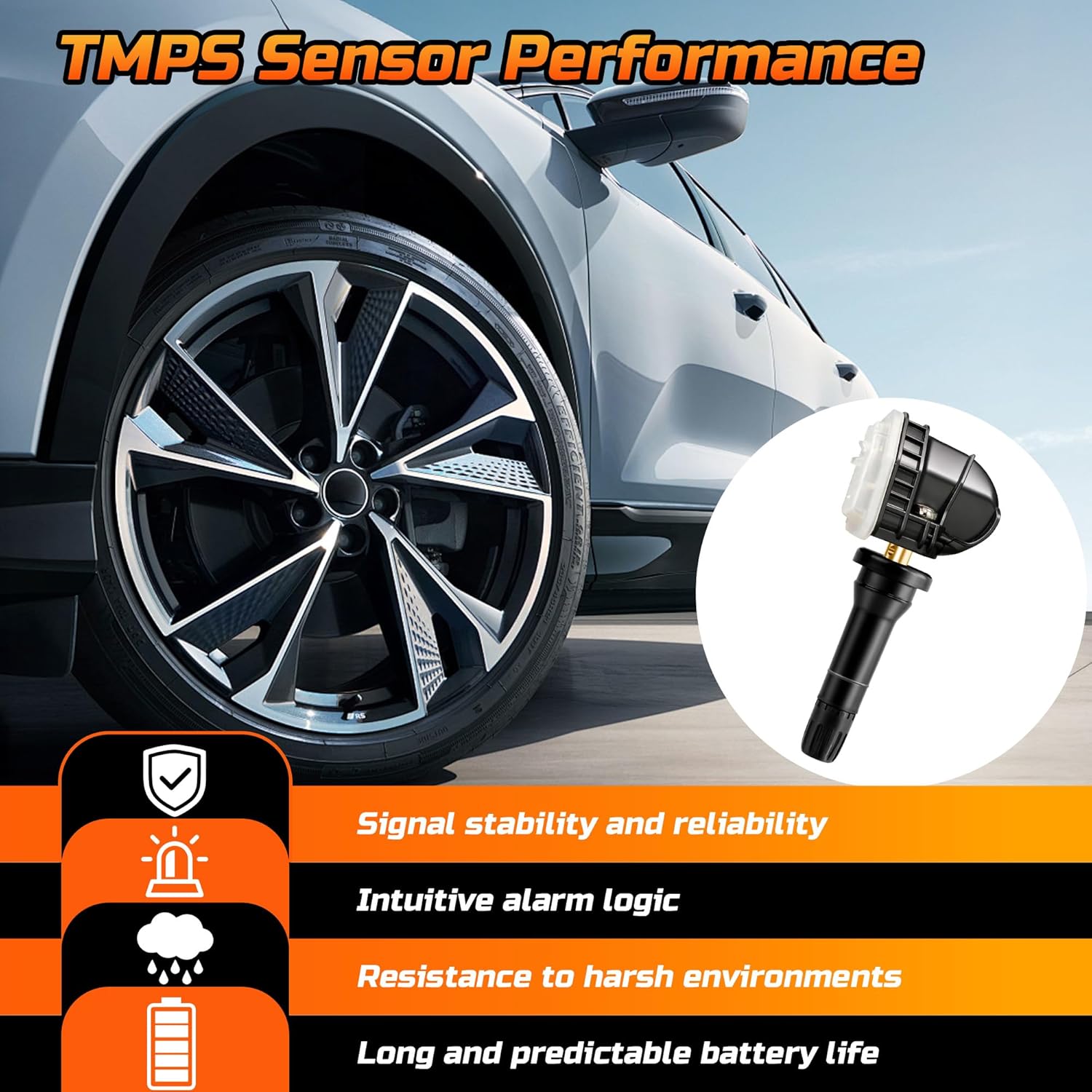 TPMS Sensor 4Pcs Tire Pressure Monitoring System Sensor F2GT1A180AB Compatible for 15-20 Ford F150 15-24 Edge 16-19 Explorer 18-23 Expedition 16-20 Fusion 15-24 Mustang 22-24 Maverick