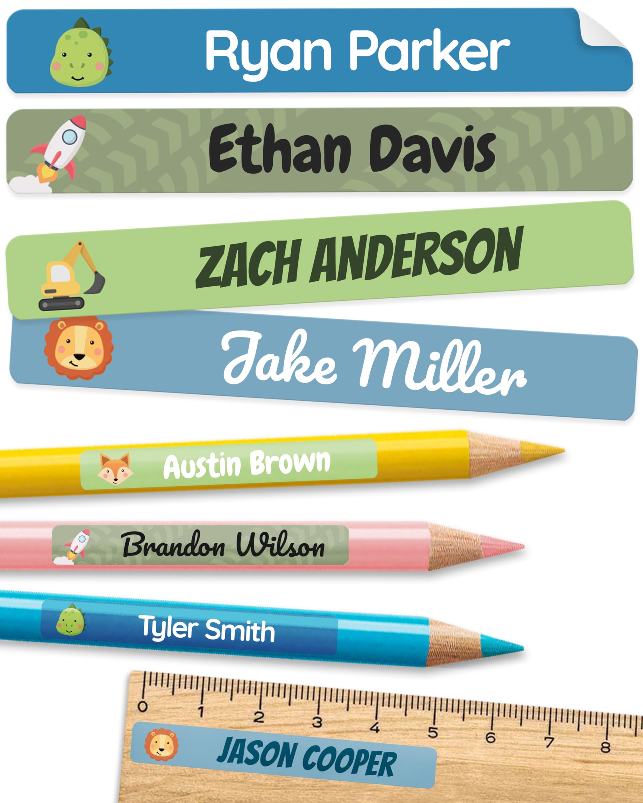 Personalized Kids Name Labels for Pencils Color Mix [75pcs] - Waterproof Name Stickers for School &amp; Daycare - Pencil Custom Name Stickers - Children Name Stick On Labels for Pens (2.0”x0.3”)