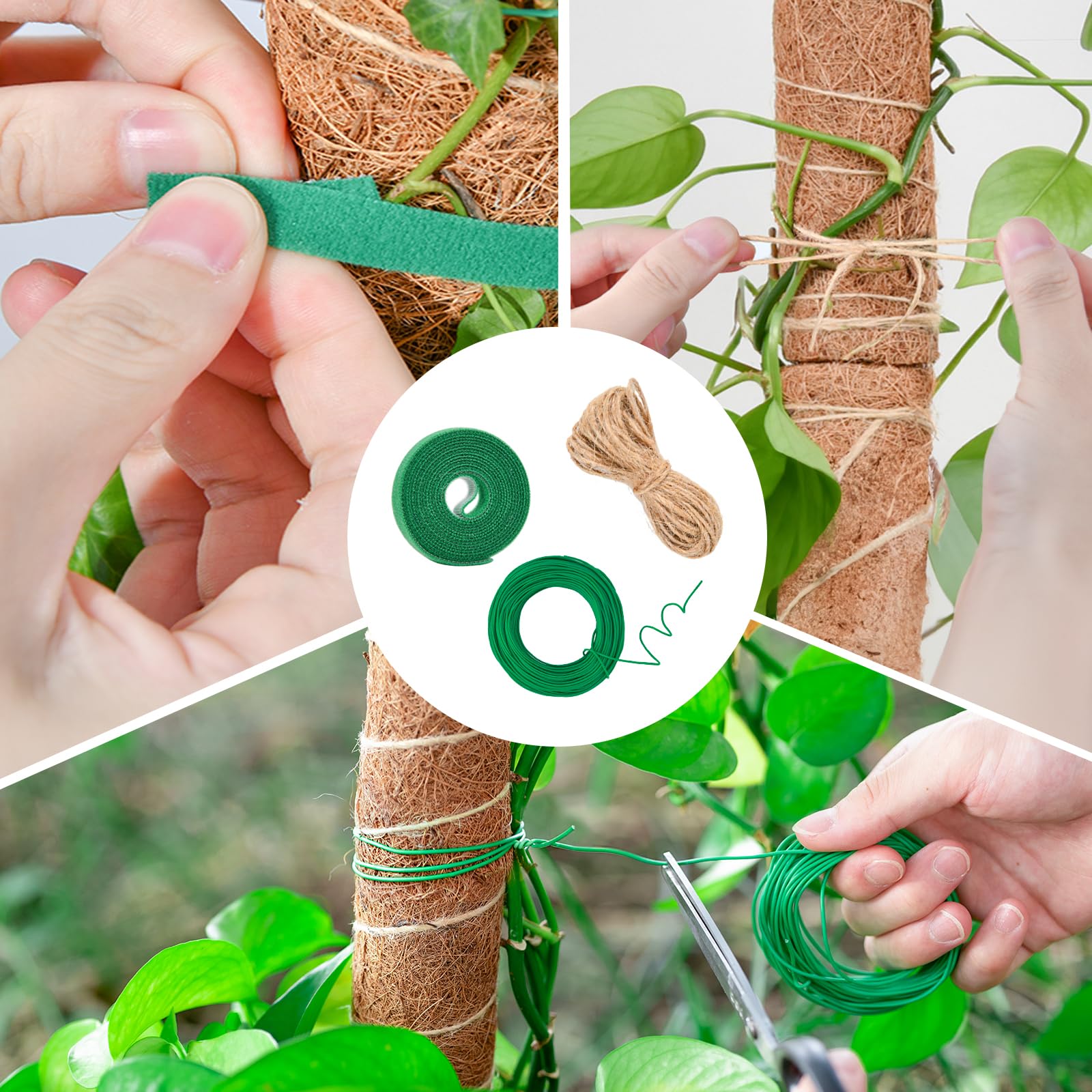 Totem di Cocco, SproutMaven Bastone per Piante da 4x40cm Allungabili, Altezza 124cm Bastoncino di Totem Palo Supporto Piante Rampicanti da Interni ed Esterni, Liane per Crescere Verso L'alto