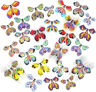 LOMIMOS 20PCS Flying Butterfly, Magic Wind Up Butterfly Toy Gift for Kids Surprise Explosion Box Wedding Birthday Party Book Greeting Card(20 Styles)