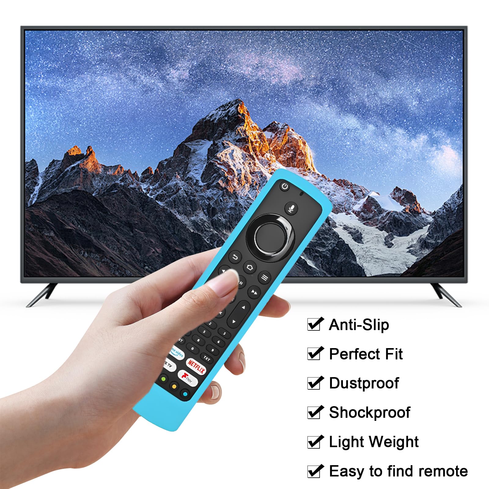 Silicone Remote Cover 2-pack - Protective Case for JVC RM-C3253 Remote/Alexa/Xiaomi Fire TV Voice Remote Control (Blue, Green) - Image 4