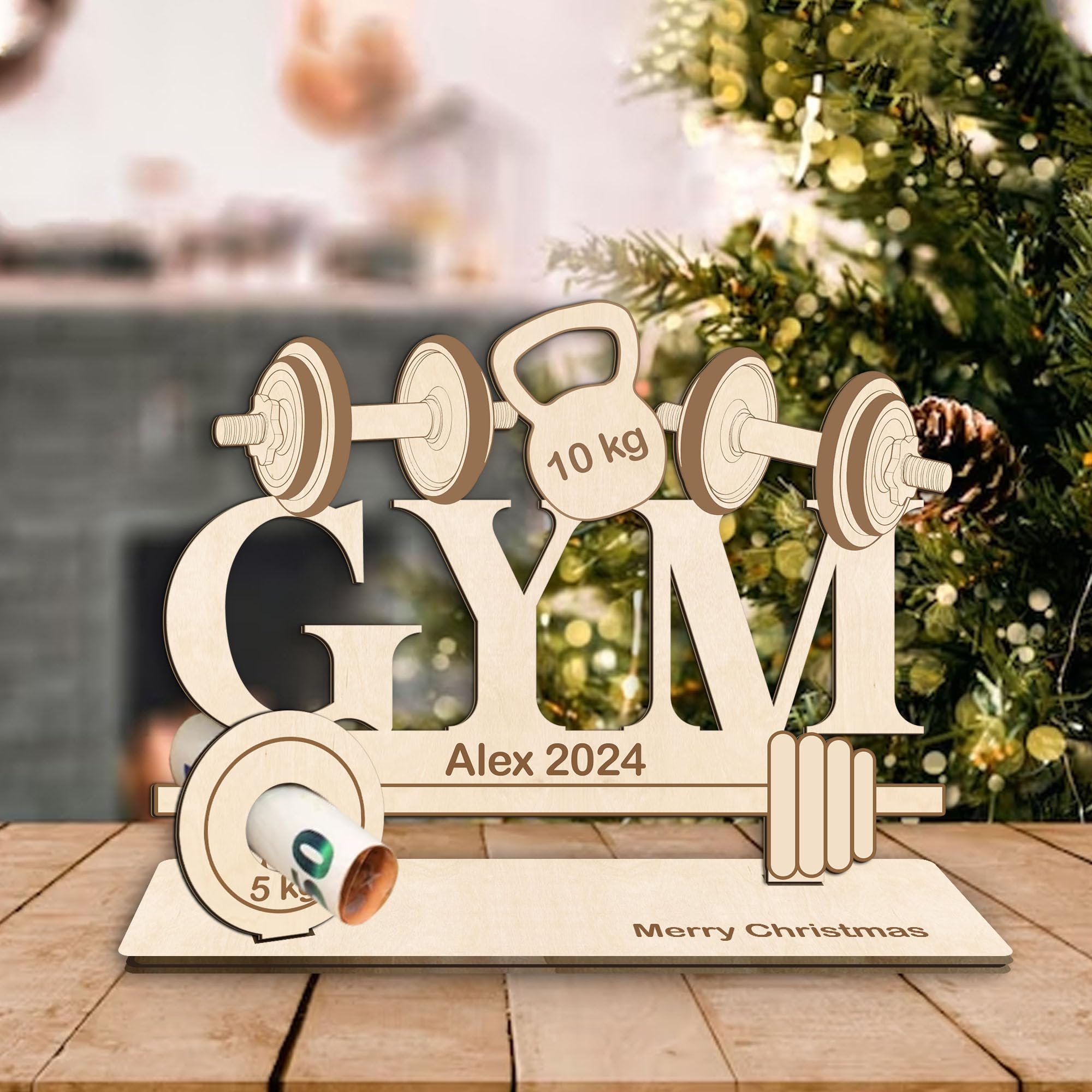 Gym With Dumbbell And Kettlebell Fitness Sign For Money Holder Sport, Personalized Trainer Gift Voucher Mens Stuff Birthday, Bodybuilder, Gym Lovers, Workout, Weightlifting Money Holder, Muscle Plaque
