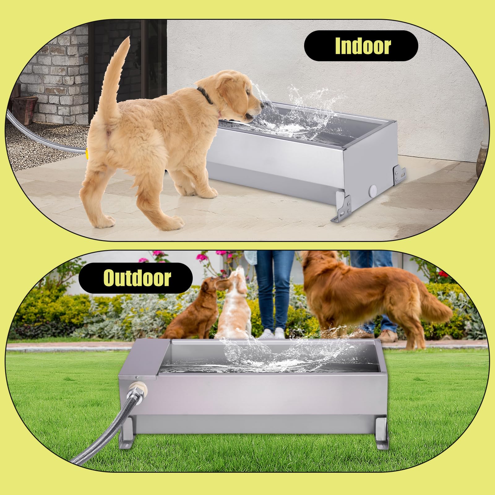 Abbeveratoio Automatico per Cani, Abbeveratoio per Cani in Acciaio Inox di Grande Capacità con Tubo Flessibile Intrecciato e Connettore, per Polli, Oche, Anatre, Ecc.