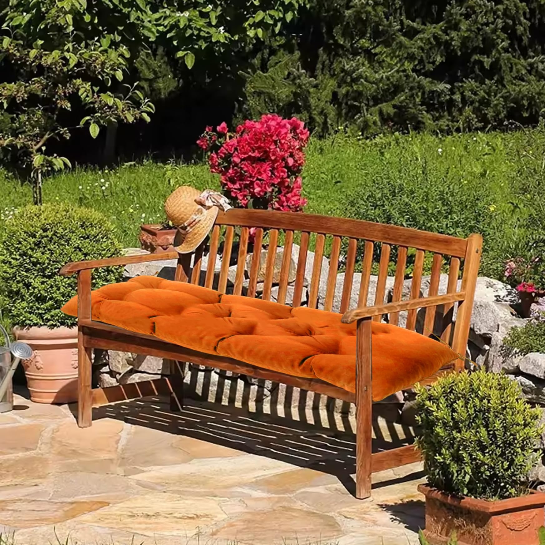 Cuscino per panca da 119 x 50 cm, morbido, impermeabile, spesso, per mobili da esterni, per sedie a sdraio, mobili da giardino, patio, divanetto, arancione