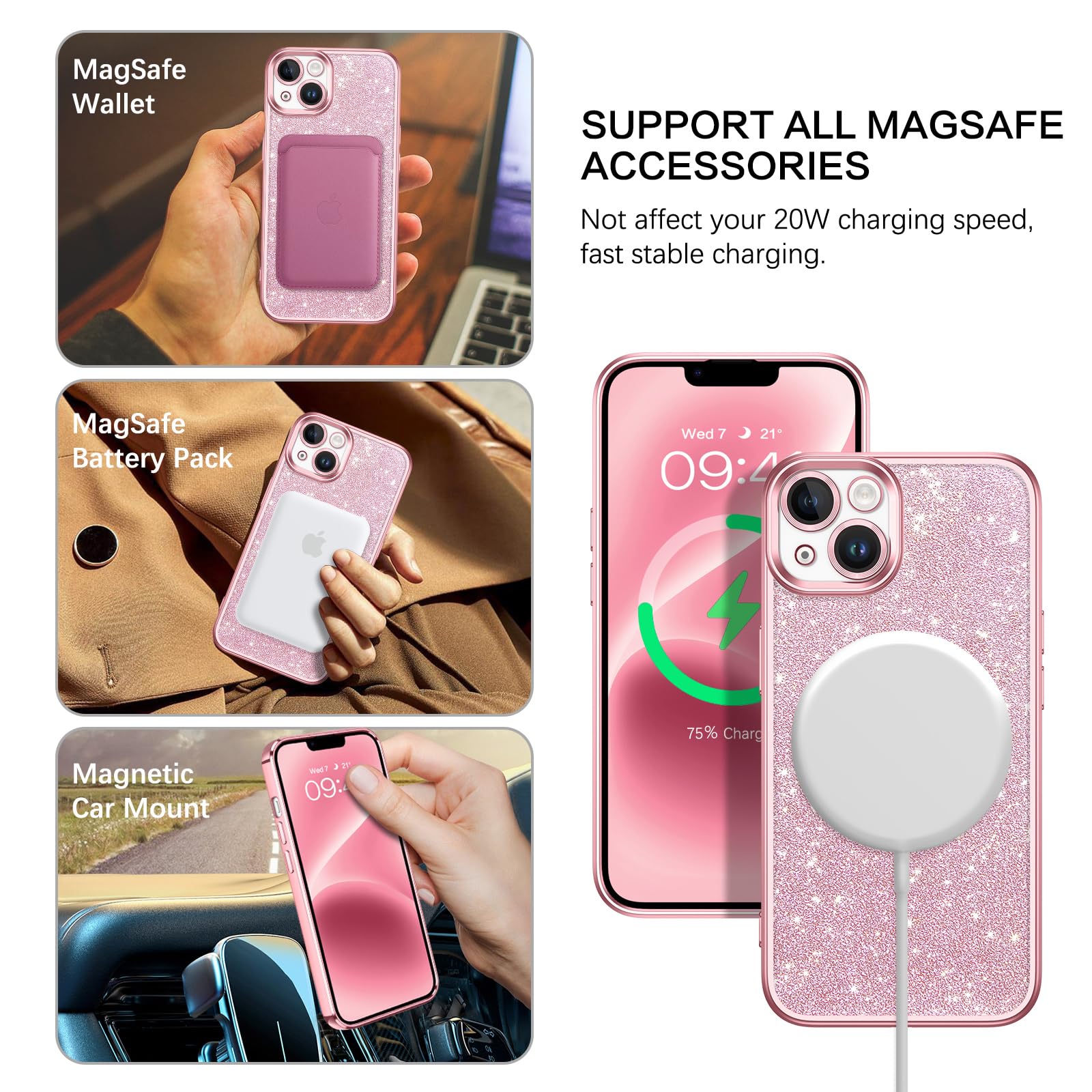 BENTOBEN Custodia per iPhone 17e/iPhone 16e, con glitter, magnetica