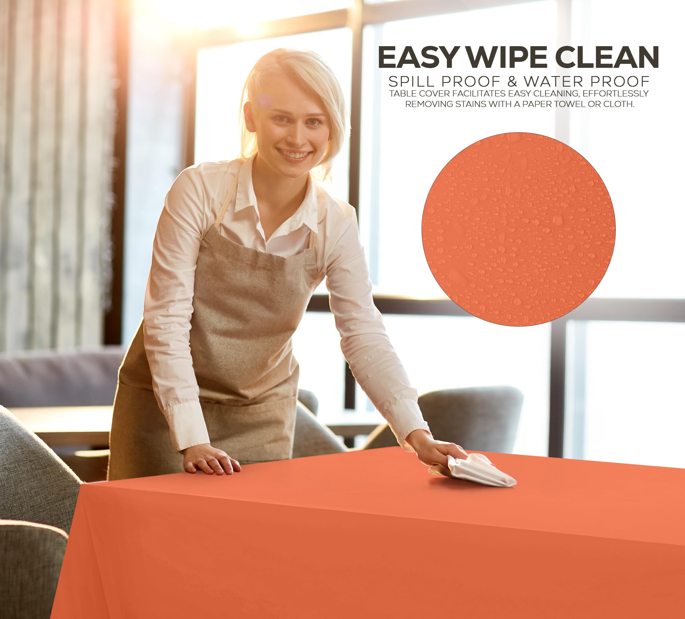 Utopia Kitchen Lot de 12 nappes rectangulaires jetables en plastique – 137 x 274 cm – Orange – Imperméables et résistantes aux taches – Pour fête