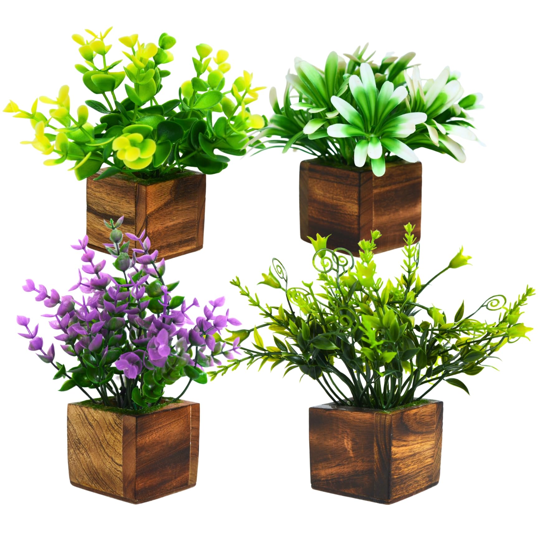DecoreBugs Artificial Potted Plants in Wooden Pot (4 Pack) Eucalyptus Plants Small Plants for Home Decor | Office Decor |DB-8150 (B0CTG4F31D) Amazon Price History, Amazon Price Tracker