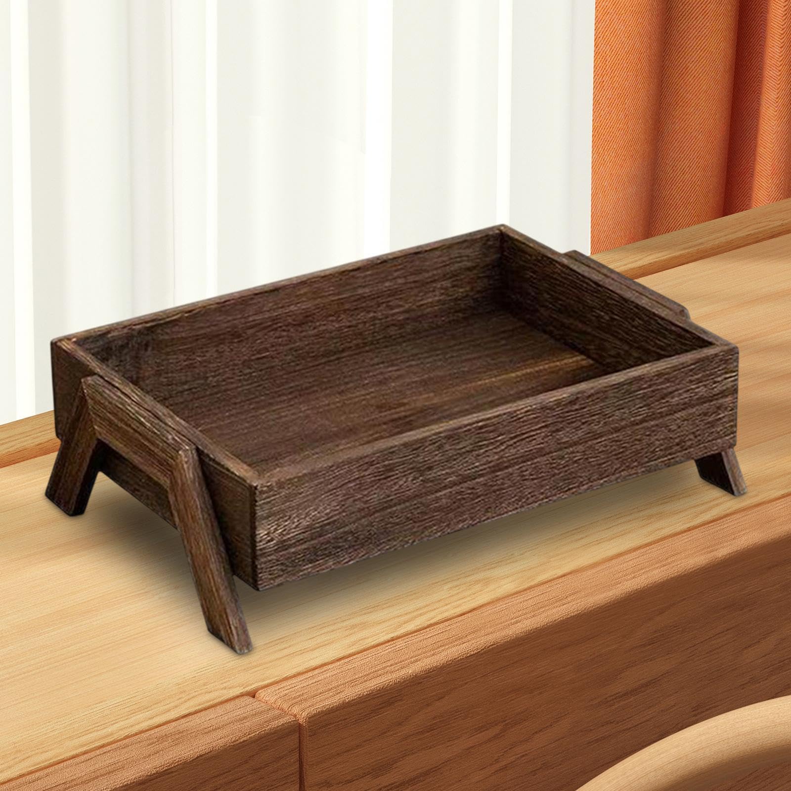 Bandeja de Servir de Madera, Superficie Lisa, Bandeja de Almacenamiento para Salón de Té, Cocina, Oficina.