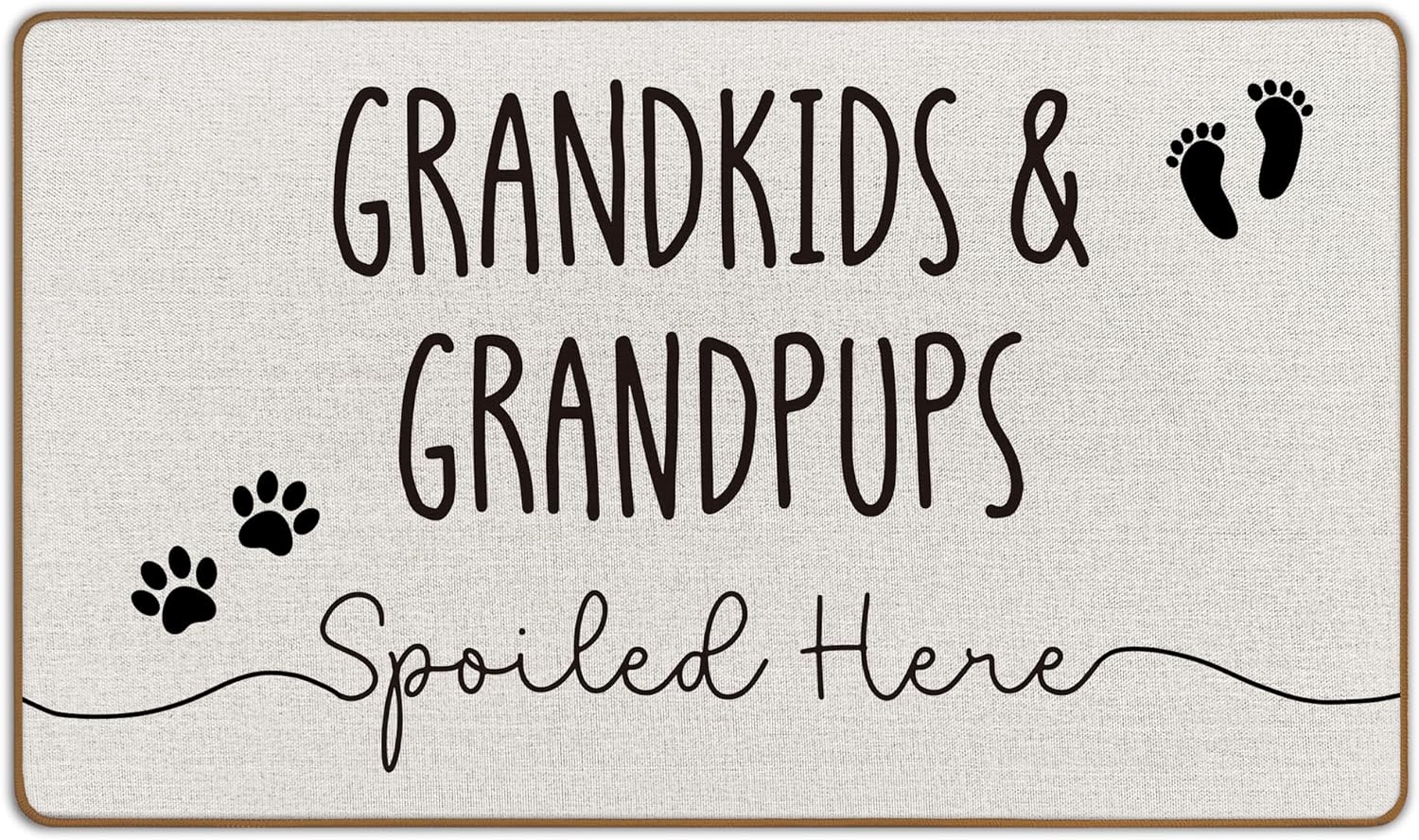 Grandkids and Grandpups Spoiled Here Door Mat, Best Grandparents Gifts from Grandkids Welcome Doormat, Dog Grandparents Grandma Grandpa Gifts Front Door Mat Indoor Outside Entrance, 17x29 Inch