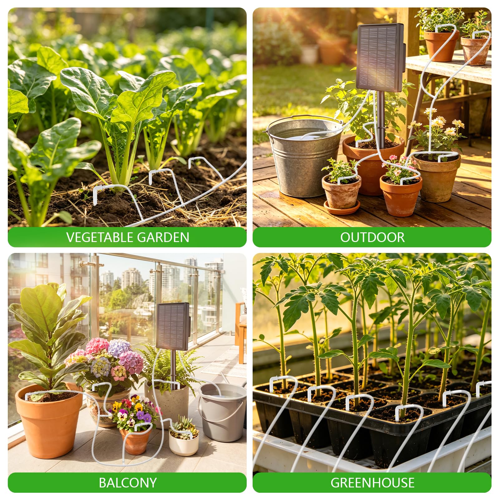Sistema de Riego Solar para Jardín,Kit de Riego por Goteo con 20 Goteros,2200mAh Nuevo Kit Riego por Goteo para Jardín Vacaciones Terrazas de Balcones Macetas Plantas,con 15m Manguera de Riego