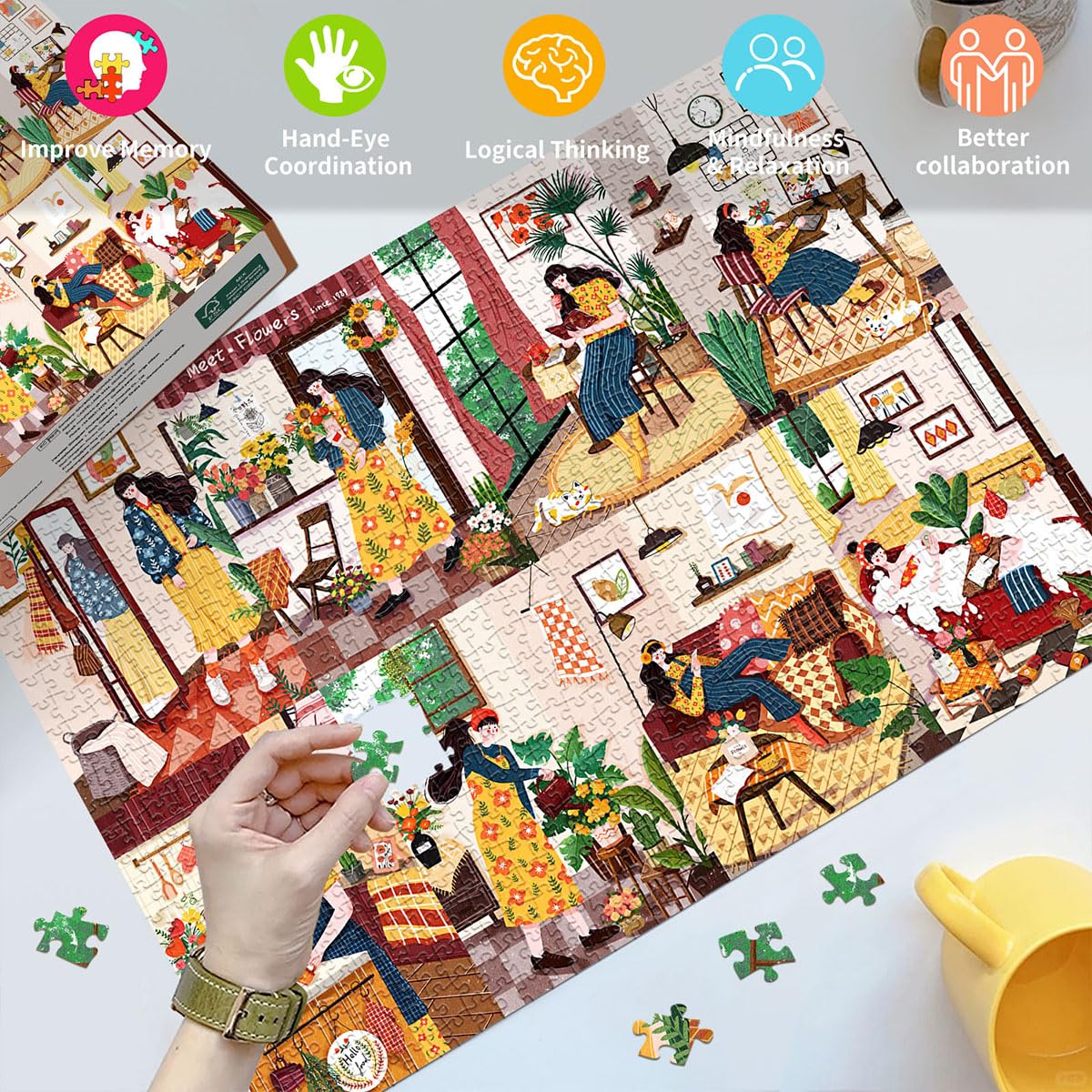 HUADADA Jigsaw Puzzles for Adults 1000 Pieces Family Interactive Games 1000 Piece Jigsaw Puzzles for Adults-Weekend - Image 4